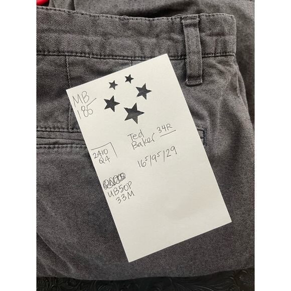 Ted Baker Men's Pants 34R Gray Cotton Blend - Picture 3 of 5